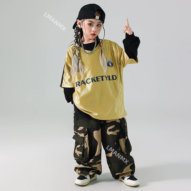 女の子のヒップホップスタイルのコスチューム、ストリートパフォーマンス、子供のダンスウェア
