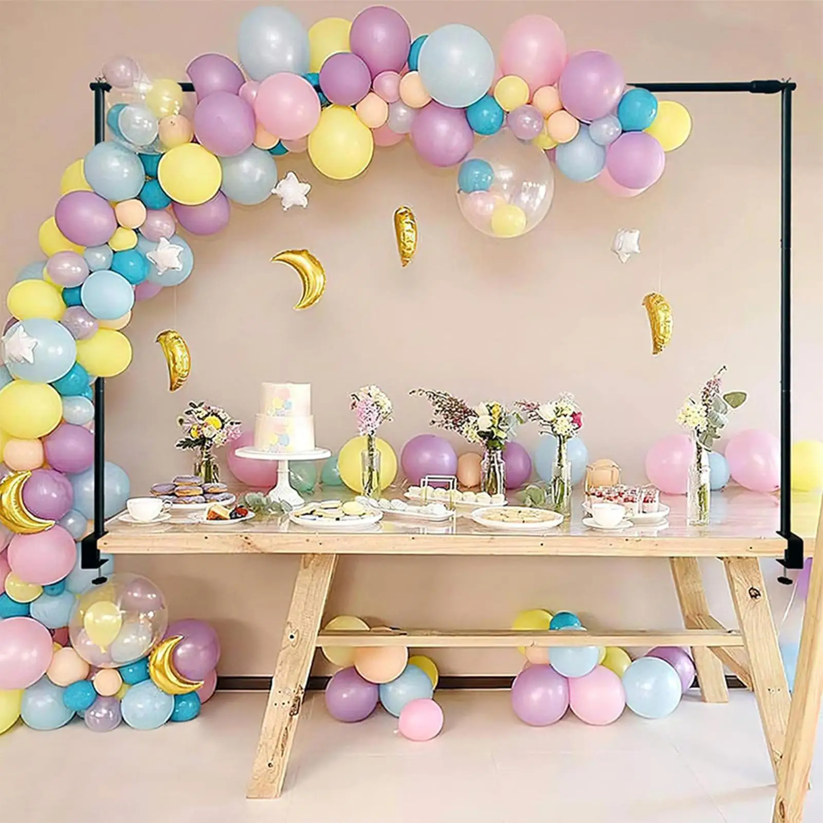 Metall über dem Tisch, Stangenständer, verstellbare Länge, geeignet für mehrere Tischgrößen, Metallballon, Blumenbogenständer, Partydekorationen
