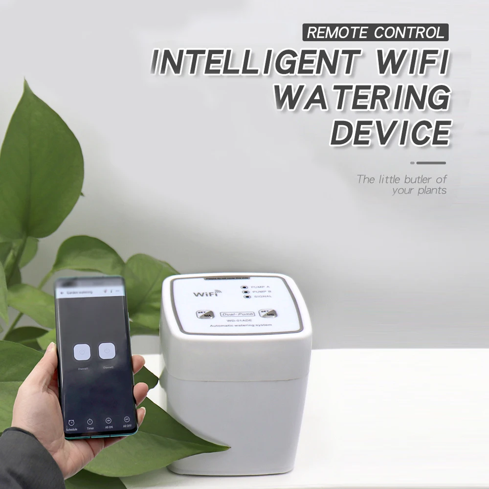 WIFI Intelligent Watering Device Double Pump Timed Automatic Drip Irrigation System Remote APP Controller for Garden Terrace