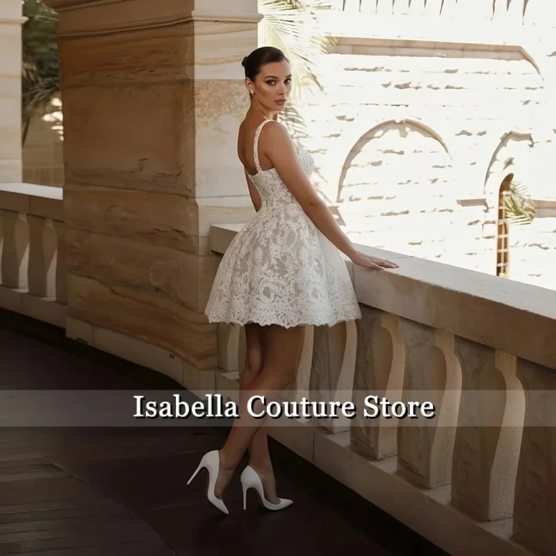 Mini Wedding Dress A Line Applique Lace Sleeveless Short Wedding Reception Dress Above Knee vestido de novia corto Customized