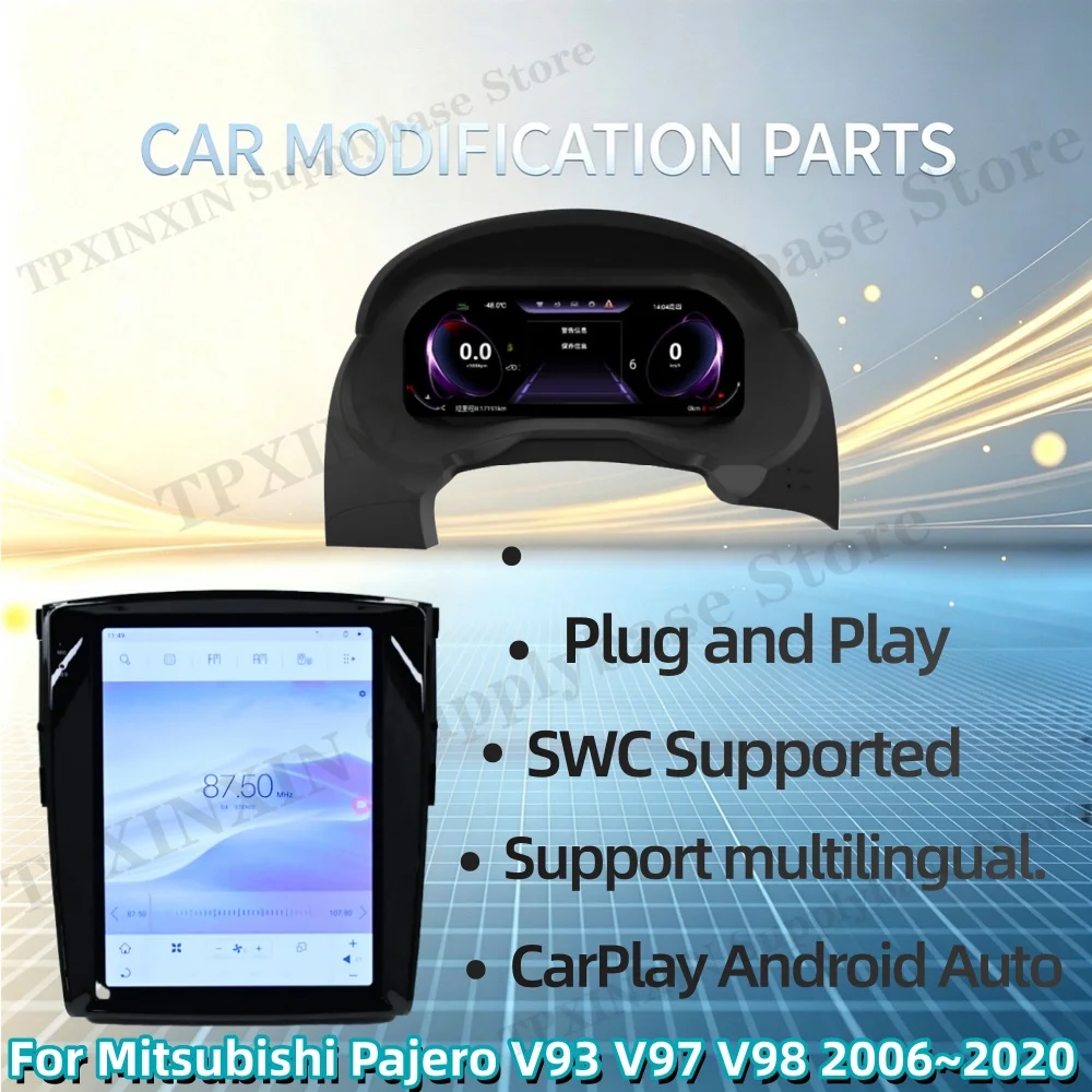 For Mitsubishi Pajero V93 97 98 2006~2020 Digital instrument Cluster odometer Tachometer instrument Cluster Android Auto Carplay