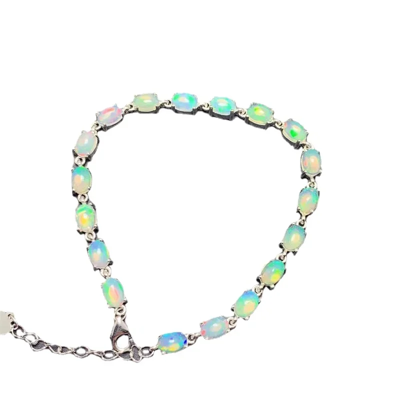 

Super High Quality Opal Bracelet 925 Sterling Silver Natural and Real Gemstones Charming Bracelet for Women 4mm*6mm