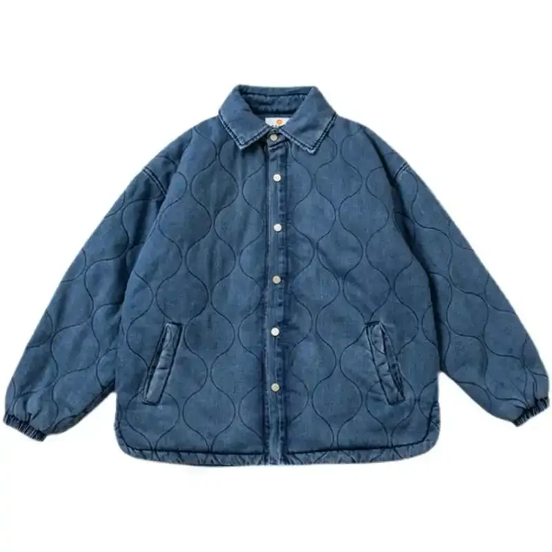 Japanese Cityboy Loose Washed Denim Cotton Jacket with Stitching for Men's Cotton Coat new arrival