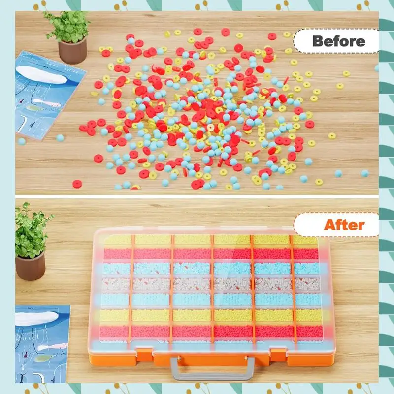 

A71P 48 Grids Large Plastic Organizer Box With Adjustable Dividers, Beads Storage Containers Compartment Tackle Box Case
