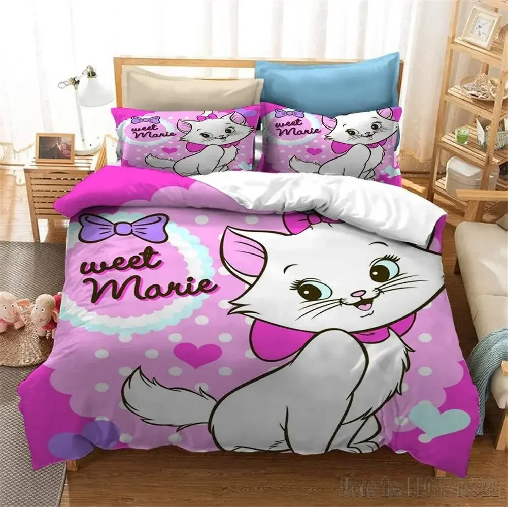 3D Print Disney Cartoon Marie Cat Duvet Cover Set HD Comforter Cover for Kids Bedding Sets Bedclothes Bedroom Decor