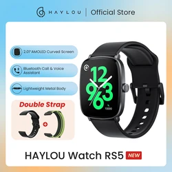 HAYLOU Watch RS5 Smartwatch 2.01'' AMOLED HD Display Bluetooth Call Sport Voice Assistant Blood Sugar Smartwatch SOS Waterproof & Double Straps