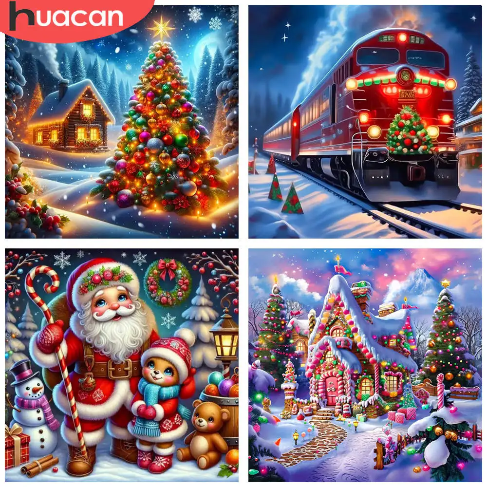 HUACAN 1 stücke Diamant Malerei Weihnachten Winter Szene Farben Leinwand 5D DIY Diamant Stickerei Kits Hause Strass Kunst Dekor