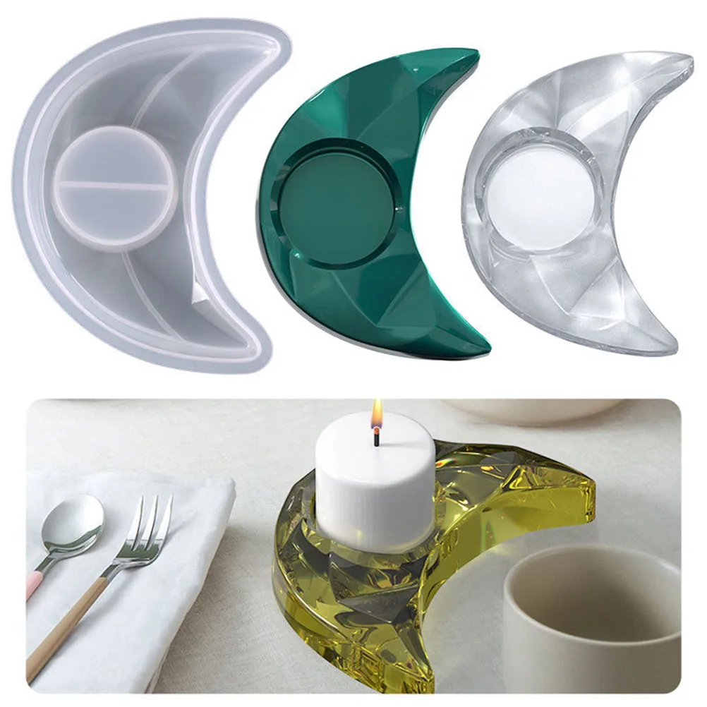 

Moon Shape Epoxy Silicone Mold Reusable Durable Tea Light Diy Molds For Resin Casting Smooth Finish Activity Glitter