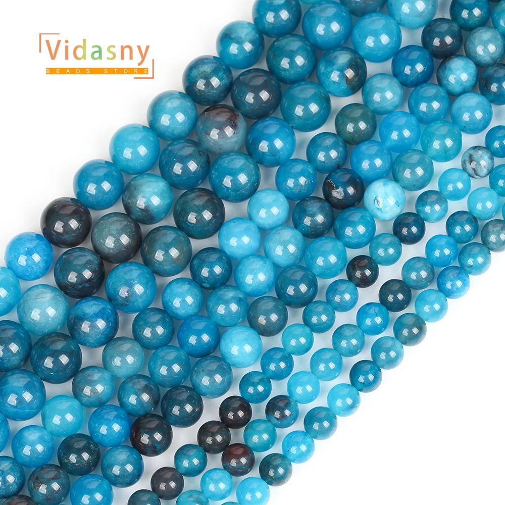 Natursteinperlen, blaue Achat-Chalcedon-Perlen für die Schmuckherstellung, runde lose Perlen, DIY-Zubehör, Armband, 6/8/10 mm, 15 Zoll – Detail 3