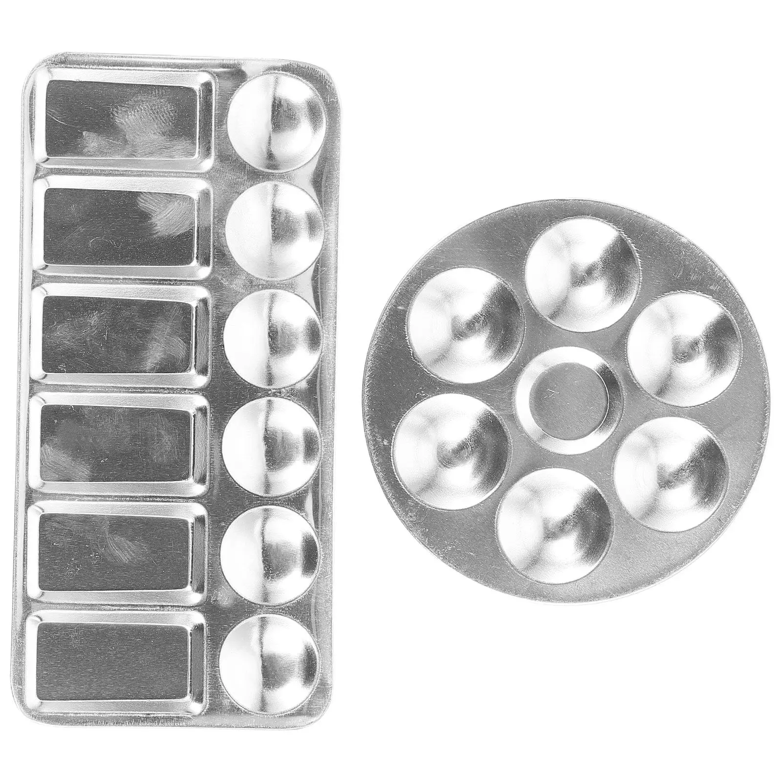 2Pcs Portable Aluminum Paint Tray Pigment Color Mixing Plates Reusable Watercolor Palettes Painting Art Tray Paint Plate
