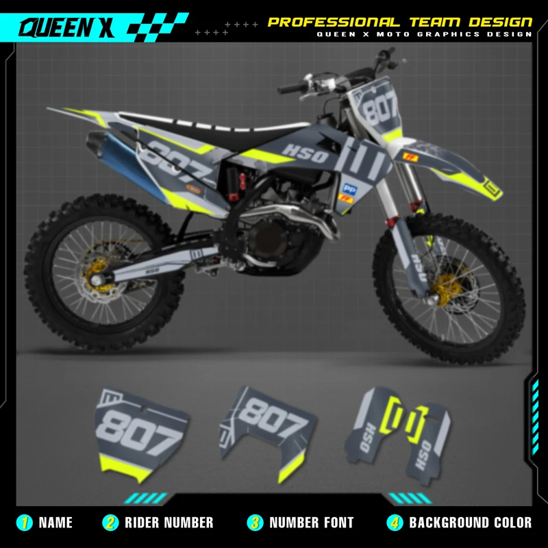 

Queen X MOTOR Custom Team графические наклейки, Набор наклеек для Husqvarna Decal 2019-2022 TC FC TX FX FS 20-23 TE FE 125-450CC 040