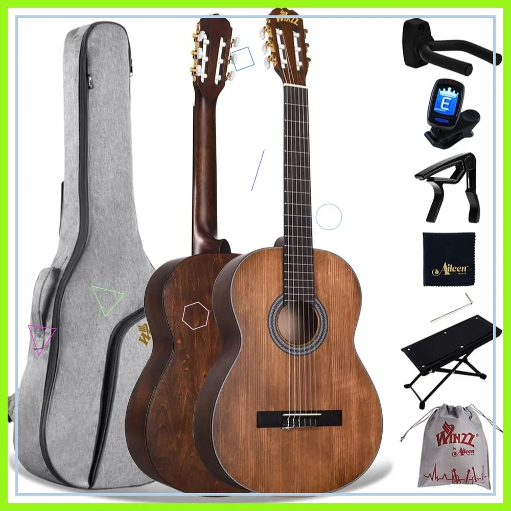 Klassische Gitarre 4/4 für Anfänger, 39 Zoll Braun Vollformat Akustikgitarre