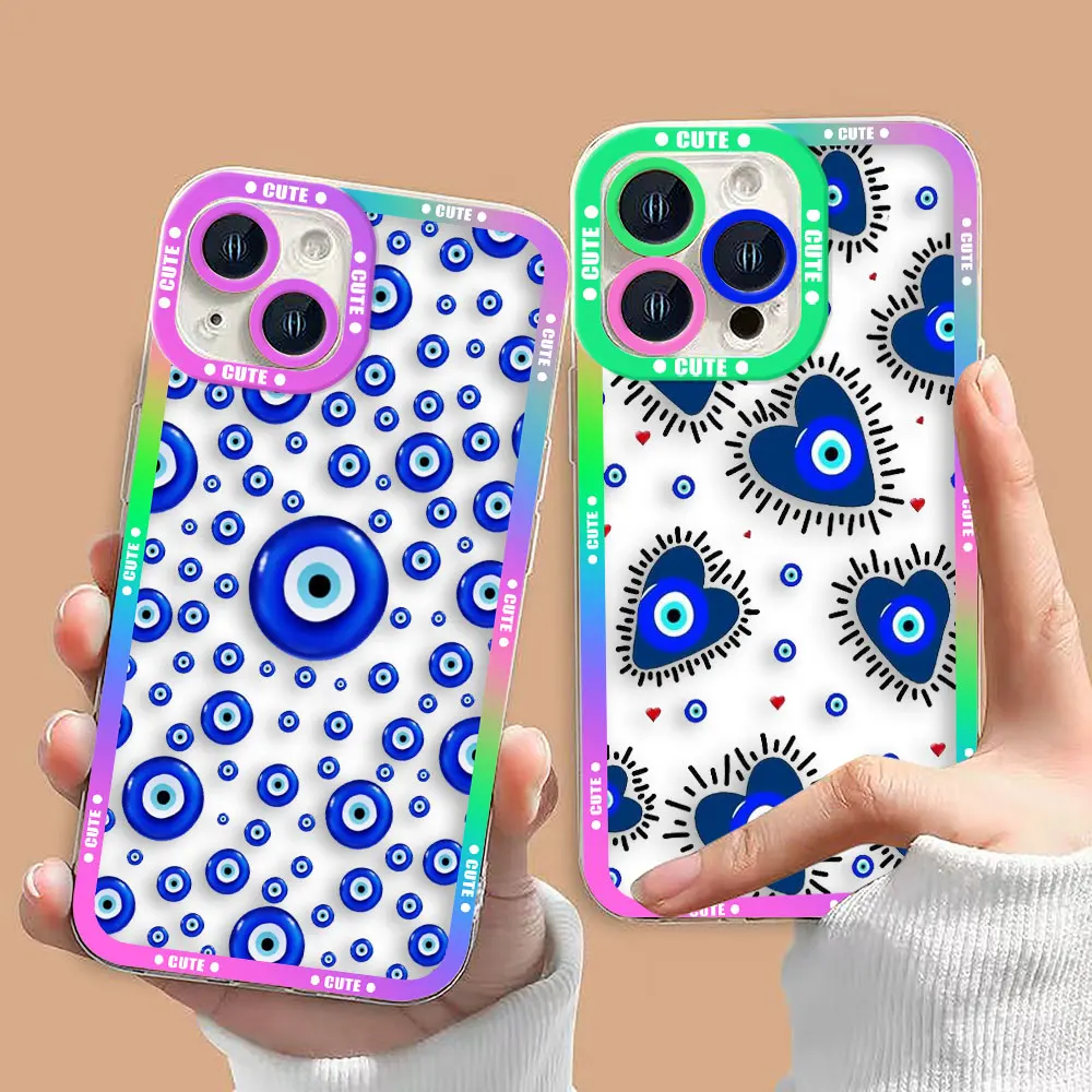 Divertente Lucky Blue Evil Eye Trasparente Cassa Del Telefono Per OPPO A98 A94 A92 A79 A78 A74 A60 A58 A57 A55 A53 A17 A16 A15 A9 A5 A3 A5X Caso