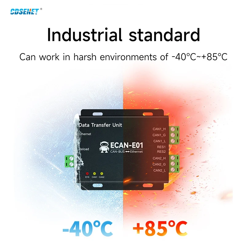 CAN To Ethernet /WIFI Protocol Converter CDSENET ECAN Series CAN Relay DC8-28V RJ45 Heartbeat Registration Industrial Standard