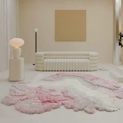 Wool Polyester Blend Carpet For Living Room Irregular Pink Rugs For Bedroom Thick Aesthetic Floor Mat Home Sofa Table Area Rug
