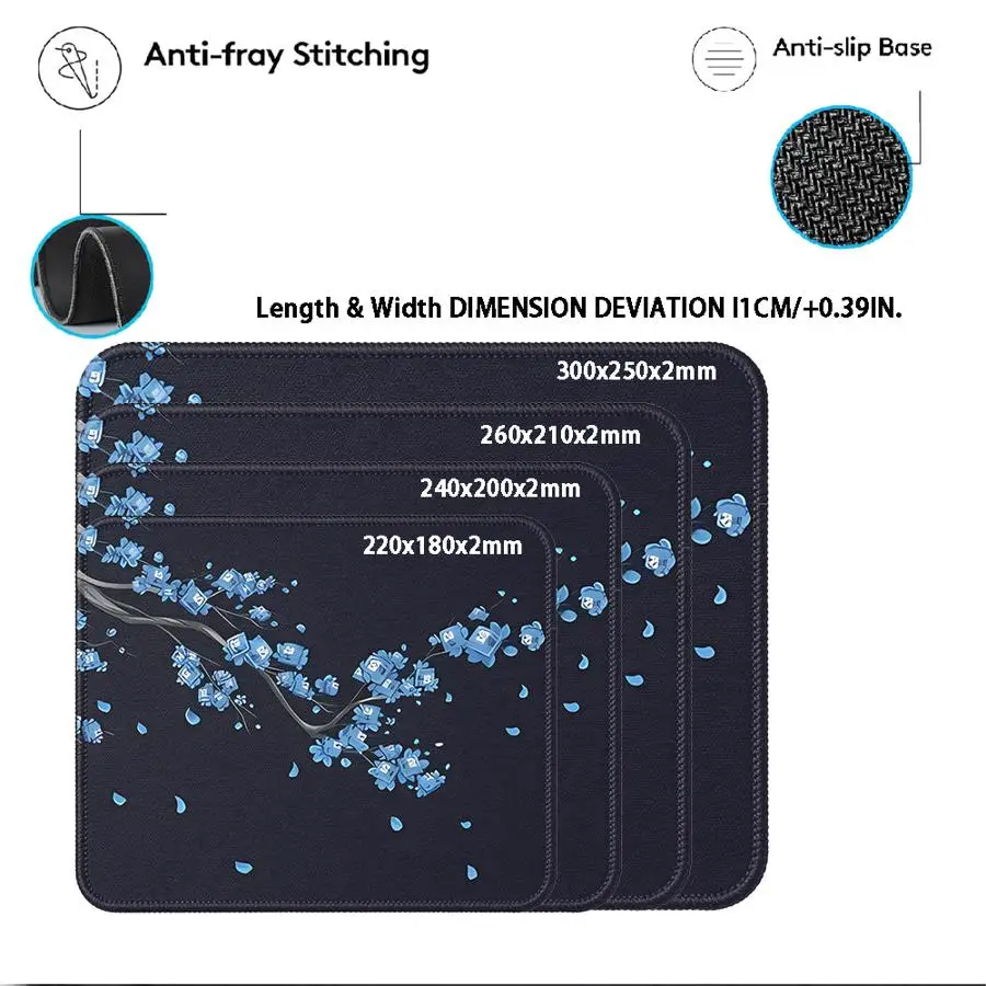 rubber Mouse Pad Game Console Pad Keyboard Mouse Pad Desk accessories Computer Laptop Pad office Pad Blue Flowers