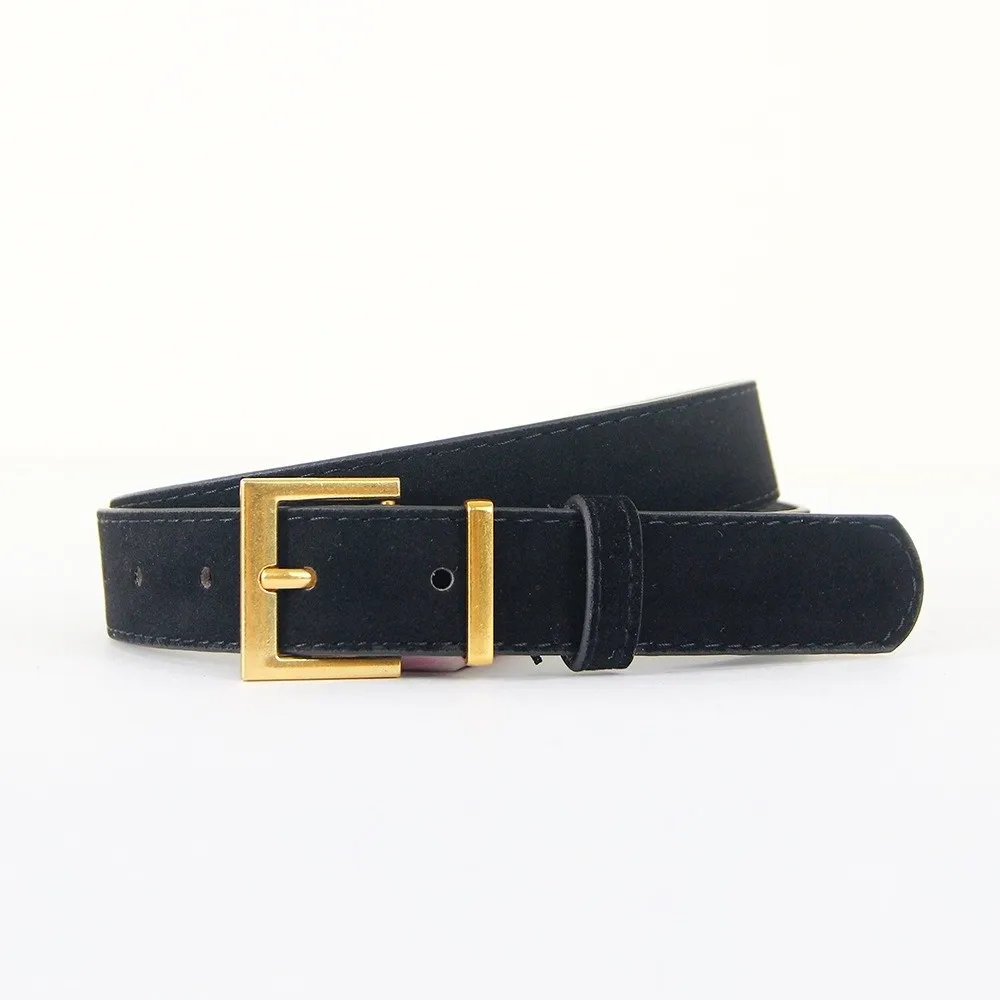 Classic Square Alloy Pin Buckle Waist Belt Faux Suede Simple Suede Leather Belt Matte Square Buckle Belt For Outfit Matching