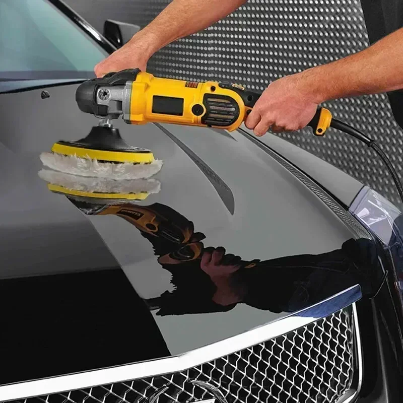 5Pcs Wool Car Polishing Pad Set with Buffing Wheel,Drill Adapter for Polisher Machine Auto Paint Care Waxing Buffing Pads Kit