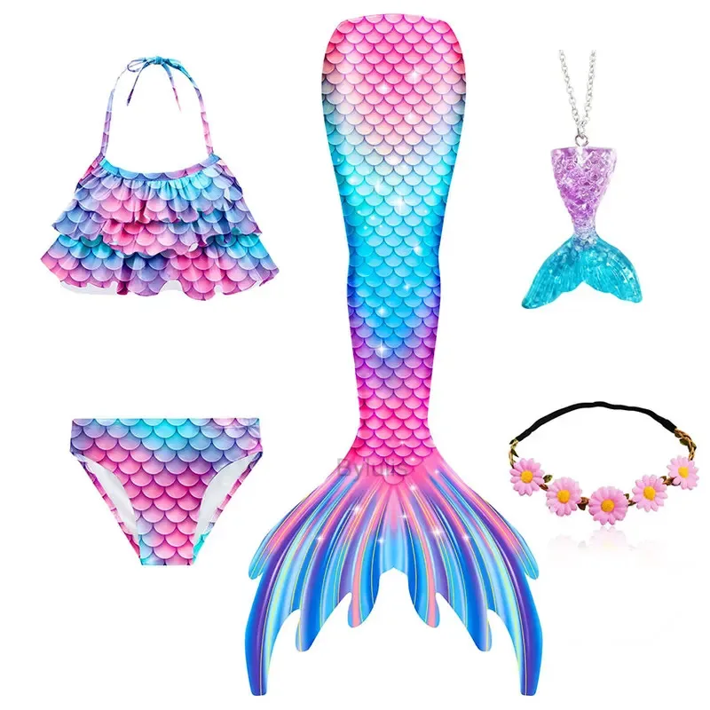 Girls Mermaid Tail Swimsuit for Swimming Kids the Little Mermaid Costume Cosplay Children's Beach Clothes Swim Bathing Suit