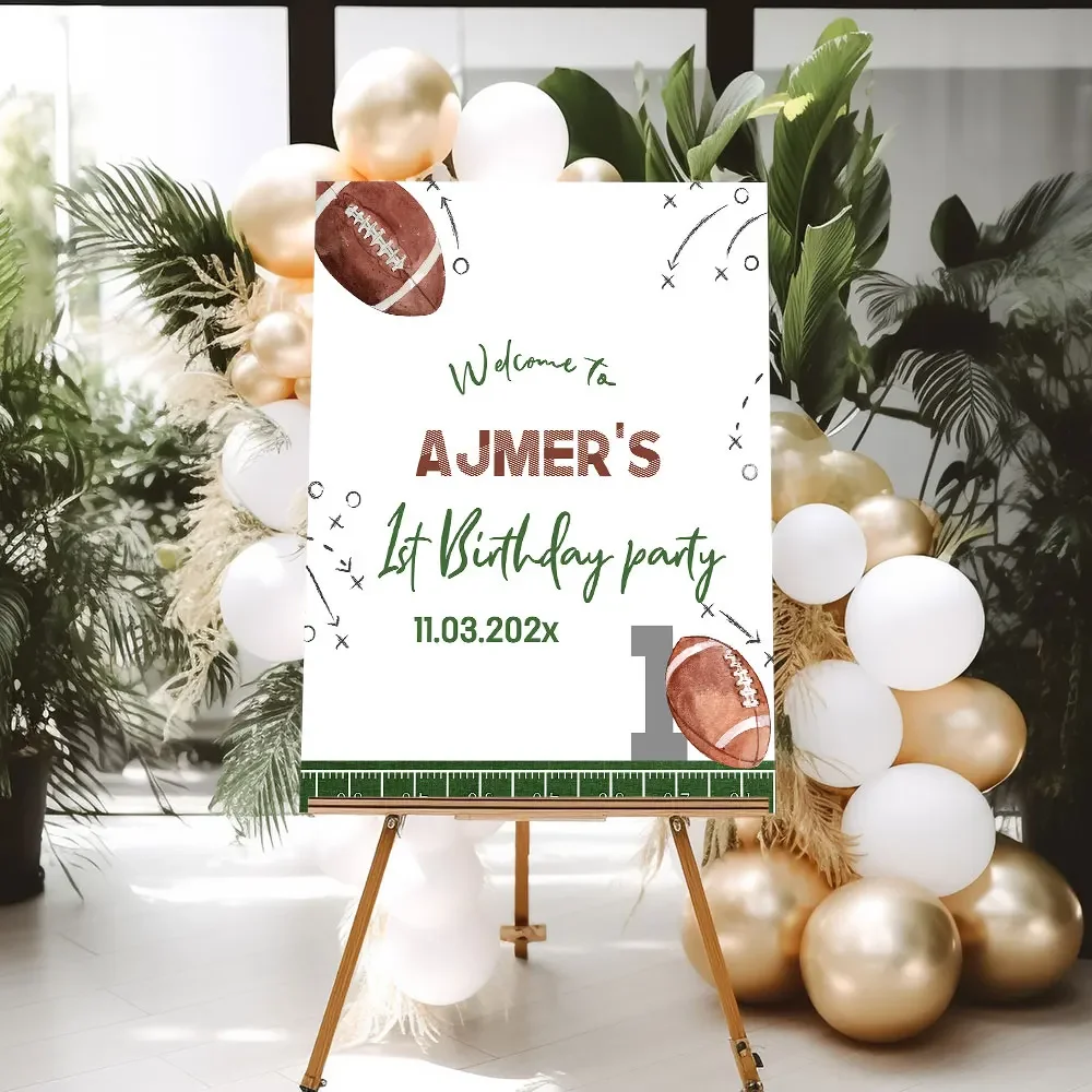 Football Birthday Welcome Sign Personalized Poster Baby Shower Custom Art Print Canvas Painting Baptism Wall Picture Party Decor