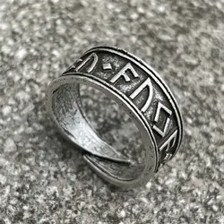 Nostalgia Open Adjustable Viking Steampunk Norse Runes Jewelry Mens Rings