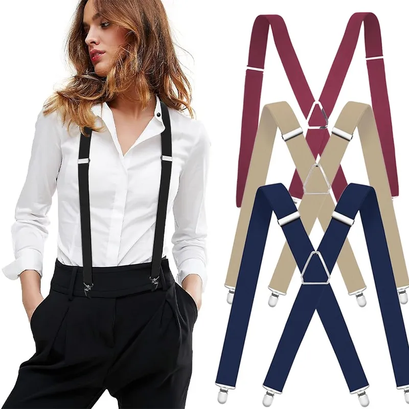 مطاطا البوليستر الحمالات الرجال 4 مقاطع Vintage الرجال النساء الحمالات بنطلون الزفاف تعليق للتنانير الحمالات 4 كليب #3