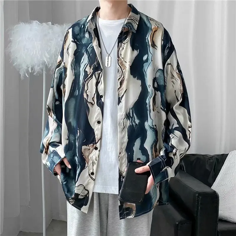 

Свободные мужские брюки Long Sve irt Thin Sle, удобная посадка, большой размер 300, гонконгский Sle, модная верхняя одежда в японском стиле