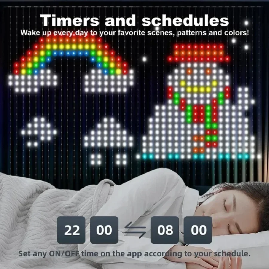 Aplicativo inteligente natal led cortina luzes diy texto padrão animação guirlanda de fadas rgb luzes da corda para o natal decoração do quarto casamento