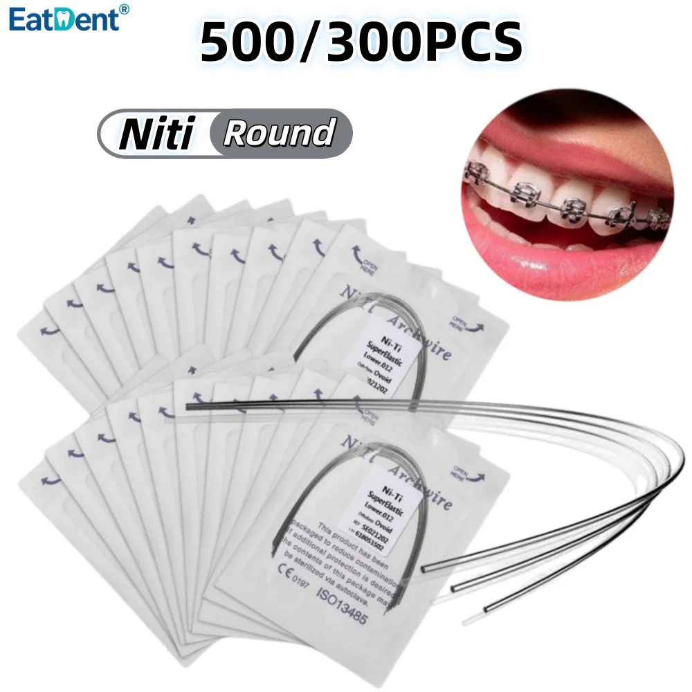 500/300Pcs Dental Orthodontic Archwires Super Elastic Niti Arch Wire Round Ovoid/Natural Upper Lower Dentistry Ortho Materials