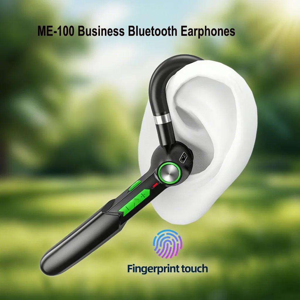 

Business Single Ear Hanging Wireless Bluetooth Headphones Fingerprint Touch Control Noise Reduction Rotatable Earphones Stereo