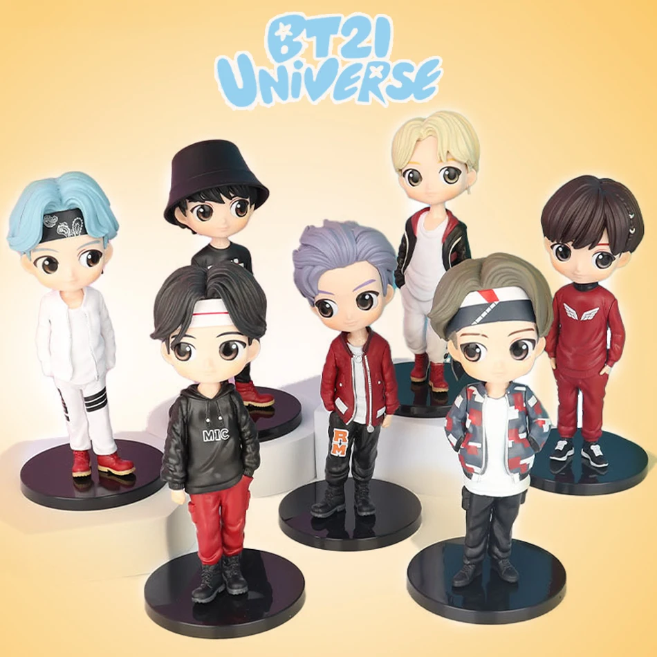 7pcs/set Kpop Star 15cm PVC Model Toy Action Bang-tan Boys Groups BT21 Action Figures Doll Celebrity Idol Set Fan Collection