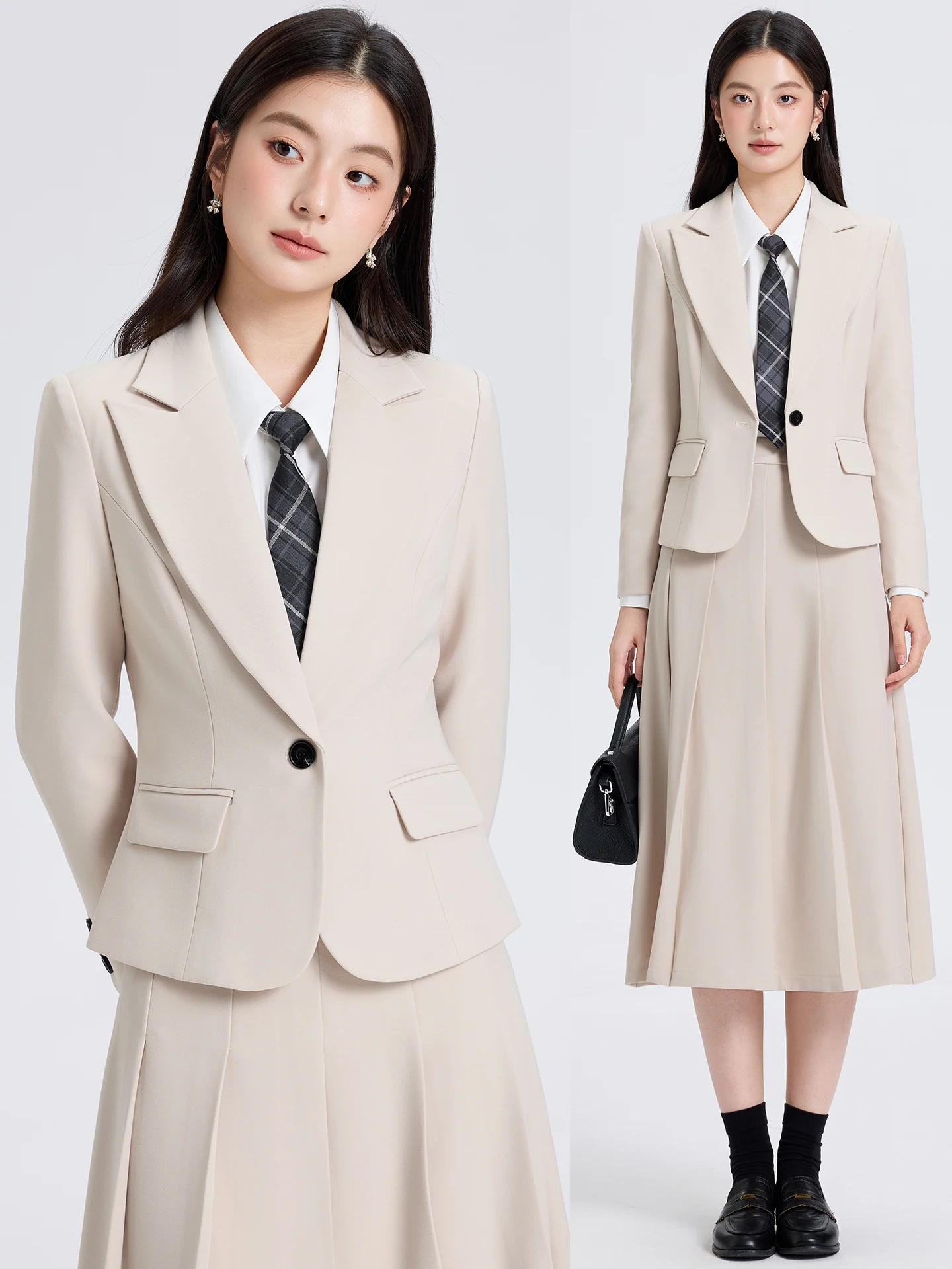 Milk White Women's Suit Jacket 2026 Spring Autumn New Professional Career Interview Commute Outfit Set Stylish Slim Fit Long ...