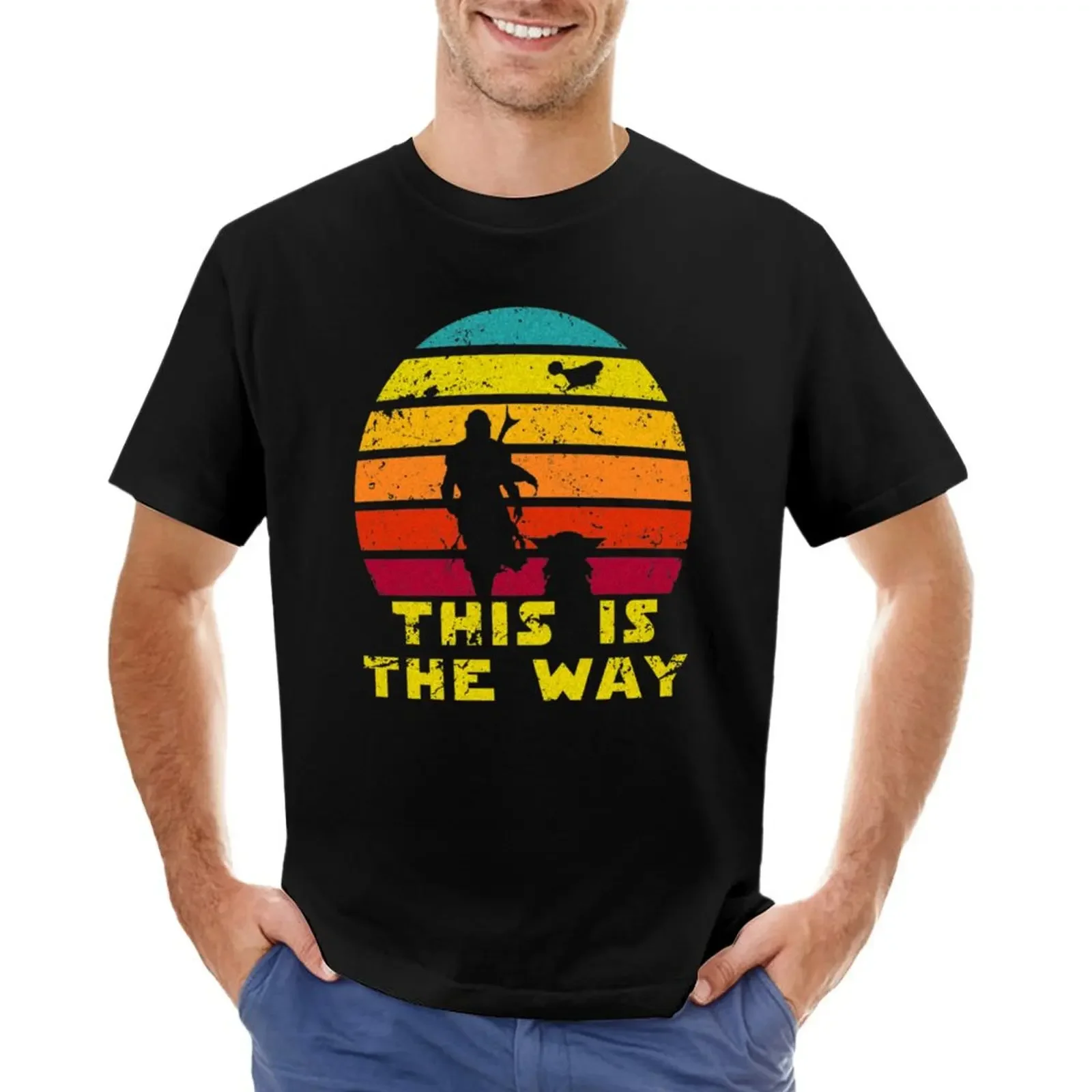 

This is The Way Reto of Mando and Baby Sunrise Vintage T-shirt new edition for a boy tops black t-shirts for men