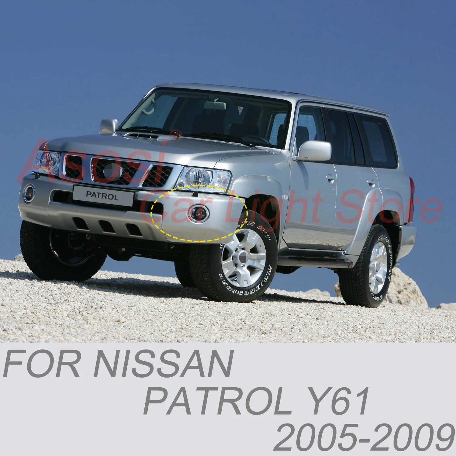 Front Bumper Fog Light Bezel Frame Chrome Trim Cover For Nissan Patrol Y61 2005 2006 2007 2008 2009 Left + Right Side