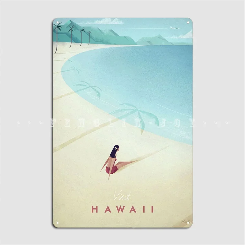 Hawaii Poster Metal Plaque Mural Painting Pub Garage Retro Pub Tin Sign Poster