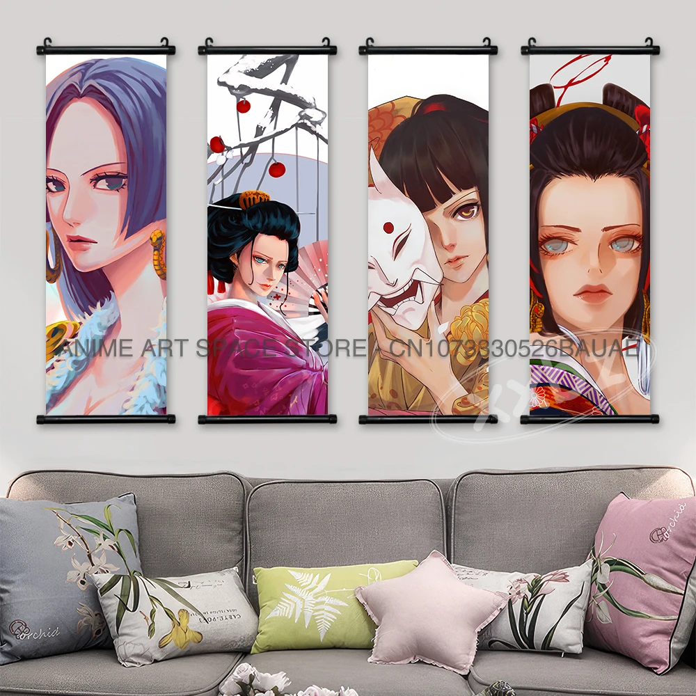 ONE PIECE Hanging Painting Anime Poster Zoro Wall Art Sanji Canvas Ace Scroll Picture Robin Cartoon Latest Bedroom Home Decor