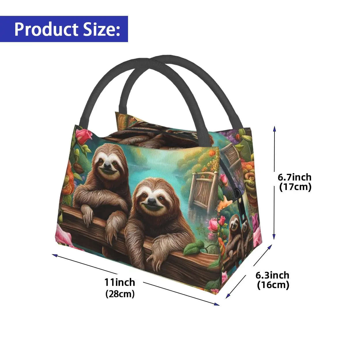 Lovely Sloth Print Insulated Lunch Bag for Women Picnic Storage Food Boxes Leakproof Container Cooler Thermal Lunch Box Tote