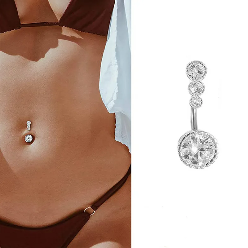 

Women Round Gold Tone Navel Ring Hypoallergenic Stainless Steel Belly Piercing Jewelry