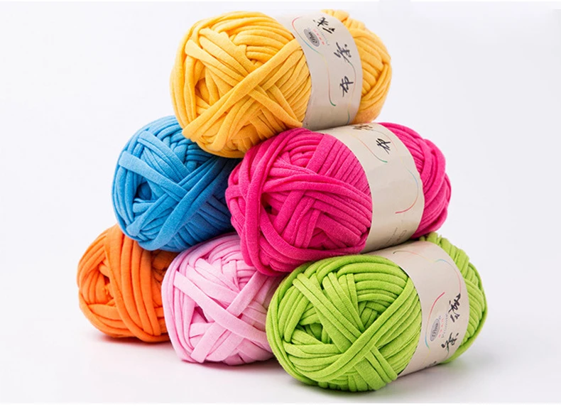 100g/pcs Home Colourful DIY Crochet Cloth Carpets Yarn Cotton Wool Knitting Paragraph hand-knitted Thick Knit Basket Blanket