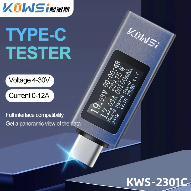 Amperometro di tensione misuratore di potenza KWS-2301C Display digitale misuratore di corrente di tensione cc 4-30V 0-12A rilevatore di ricarica