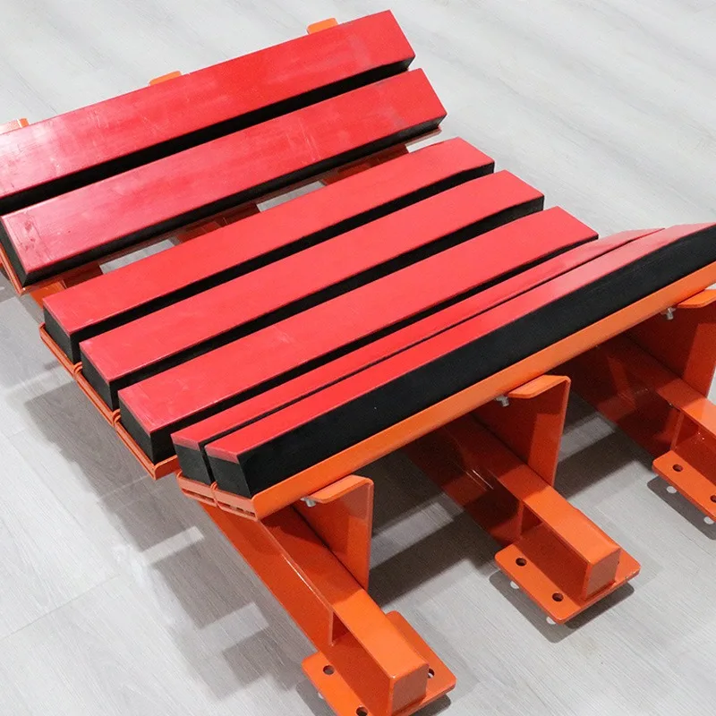 Mine belt machine buffer bed compressive device polyethylene polymer buffer strip conveyor belt shock absorption polymer shock