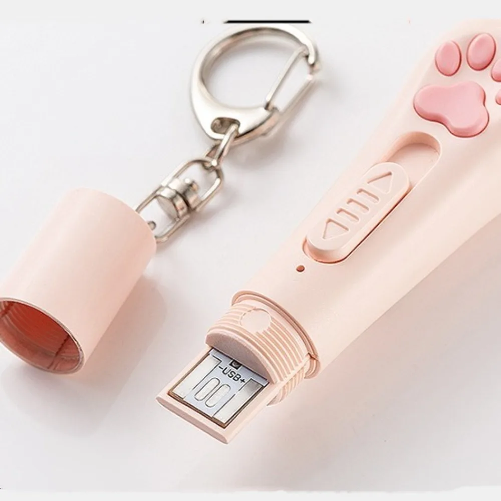 New Multi-function Pet Projector Pen with Keychain USB-Rechargeable Interactive Training Toy Paw Shape Point Pen Pet Supplies