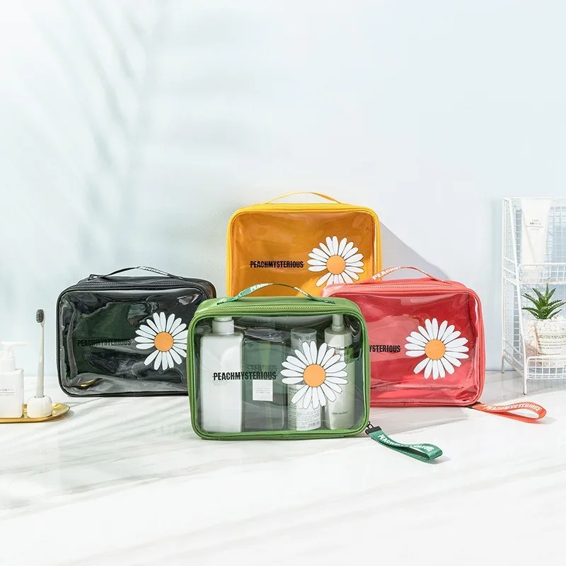 

Transparent pvc small daisy cosmetic bag large capacity travel portable storage bag ins wind waterproof portable toilet bag