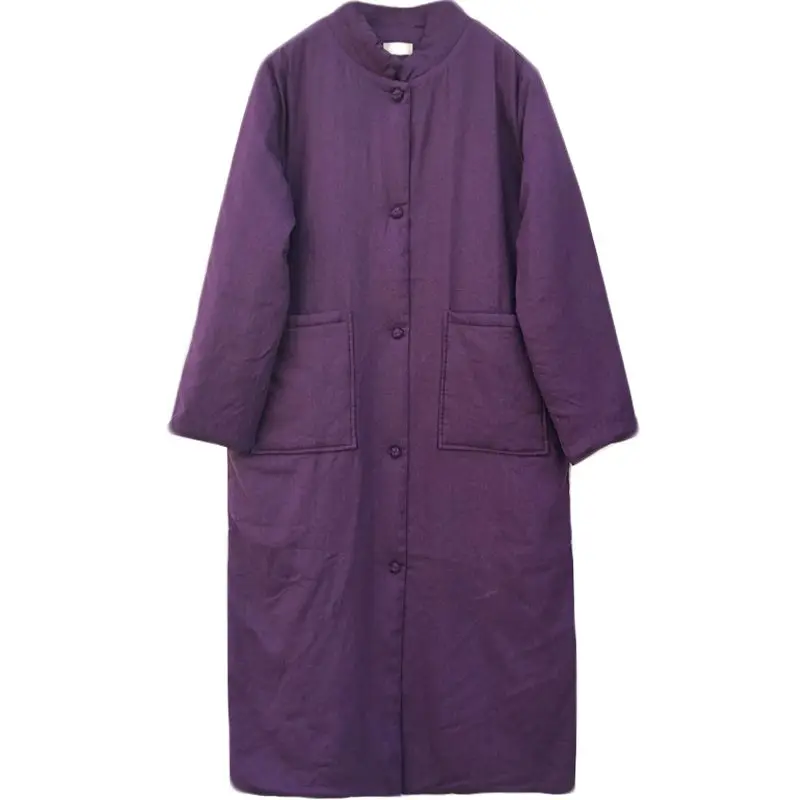 Veste coupe-vent en coton pour femme, longue, col rond, nouvelle collection hiver 2025