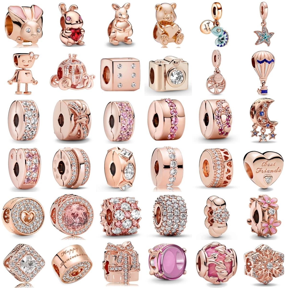 New 925 Sterling Silver Charm Fit Original Bracelet Accessories Women Jewelry Rose Gold Series Pumpkin Wagon Camera Rabbit