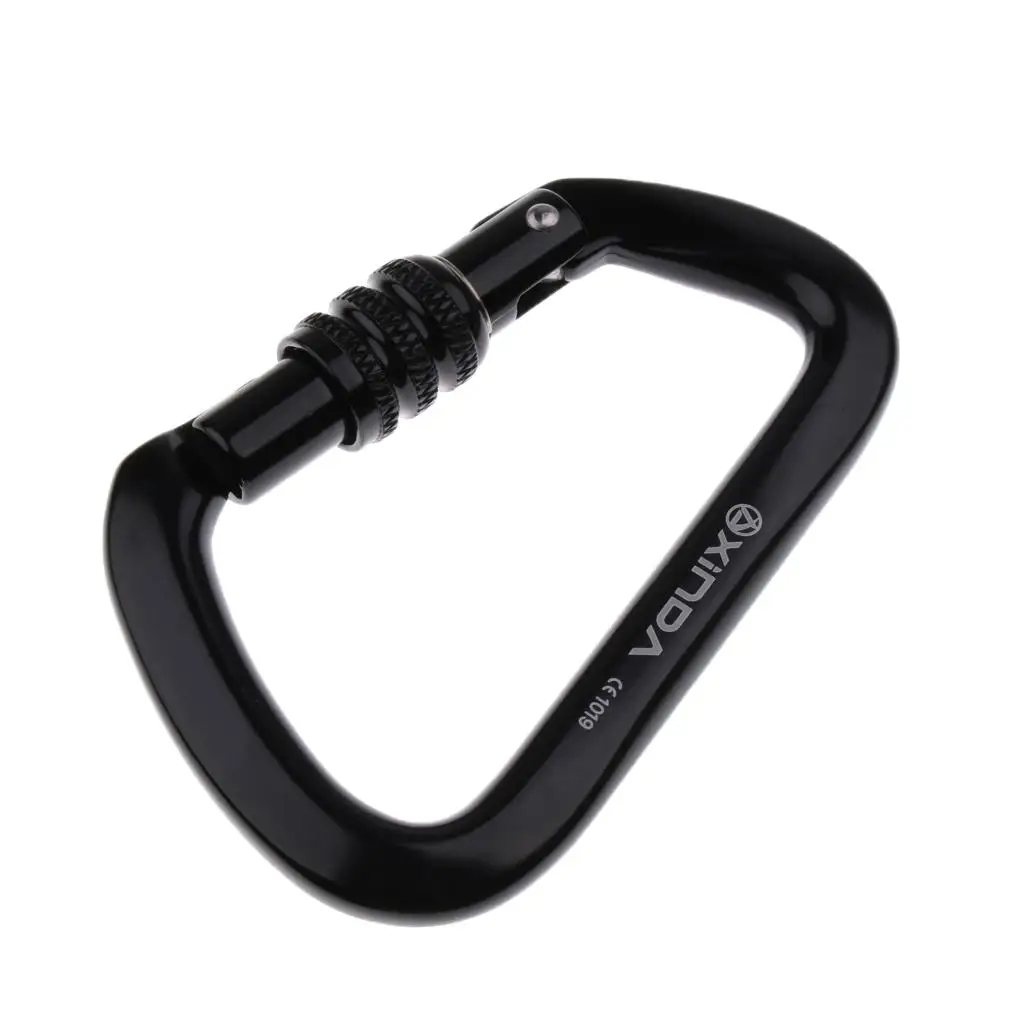 Screw Locking Climbing Carabiner 28KN Aluminum D Shape Equipment for Rock Climbing Training Support