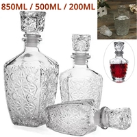 200ML / 500ML / 850ML Crystal Wine Bottle With Lid Glass Cup Whiskey Liquor Wine Decanter Bar Drink for Liquor Scotch Bourbon