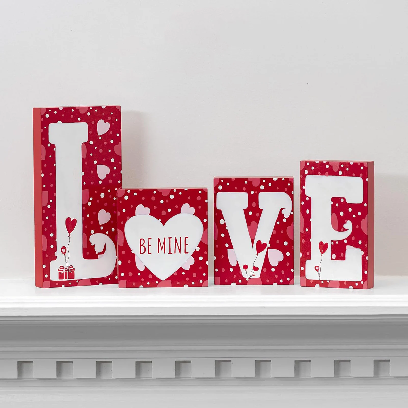 Red Wooden Love Blocks Decorations Adding Festive Atmosphere Tabletop Centerpieces for Home Party Wedding Anniversary Decor