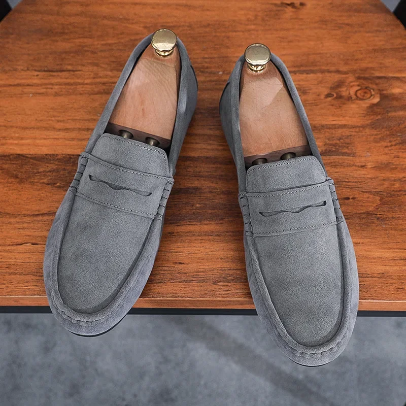 Mocasines informales de ante para hombre, zapatos planos de alta calidad, suaves, para conducir, para caminar, para primavera, en oferta