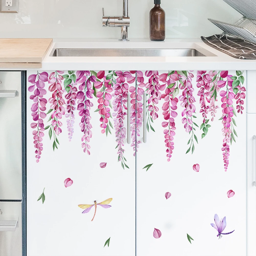 Environmentally Friendly Decorative Wall Sticker Violet Vine Guide Specification Wall Sticker PVC Transparent Film